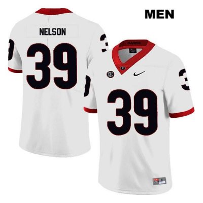 Men's Georgia Bulldogs NCAA #39 Hugh Nelson Nike Stitched White Legend Authentic College Football Jersey KSI5254SL